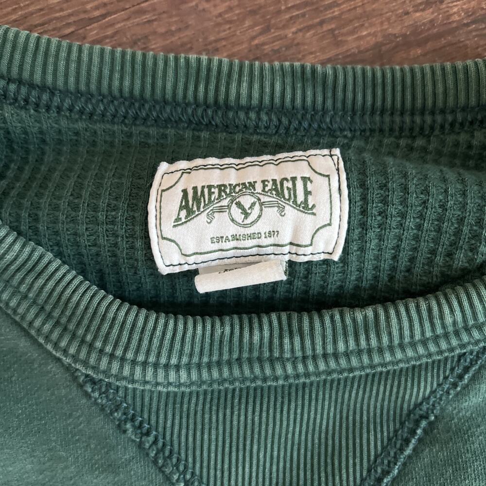 American Eagle AE Oversized Fleece Sweatshirt Crewneck Pullover Green Size Med - Picture 5 of 9